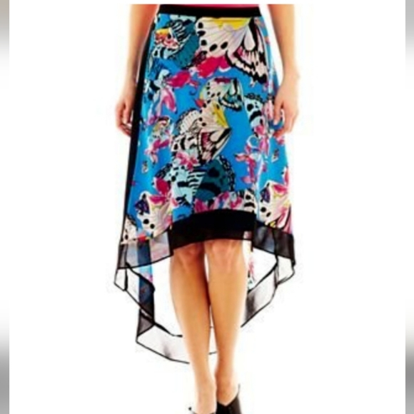 Blue Butterfly Print Sheee Overlay Skirt - Picture 1 of 11